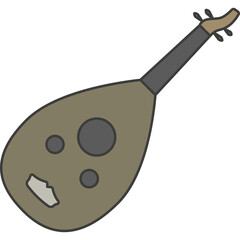 Oud Musical Instrument with a Pear Shaped Body and Long Neck Set Against a Transparent Background