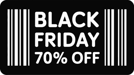 Black friday seventy percent off sale promotion discount shopping offer barcode design