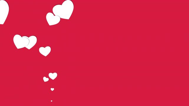 simple animated graphic featuring white hearts over vibrant red background