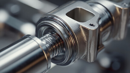 Fototapeta premium Detailed view of a metallic, industrial component, showcasing precision engineering and intricate design