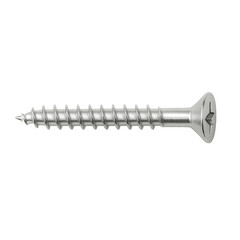 Silver metal wood screw floating isolated