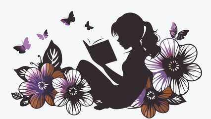 A minimalist flat vector illustration of a girl s silhouette featuring a clean design with a focus on essential shapes and lines suitable for various graphic design applications