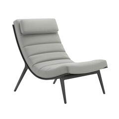 Modern gray lounge chair with pillow isolated on transparent background