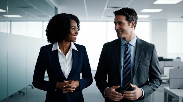 professional business discussion and interpersonal communication in modern corporate office environment