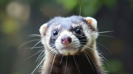 Playful Curious Ferret Portrait
