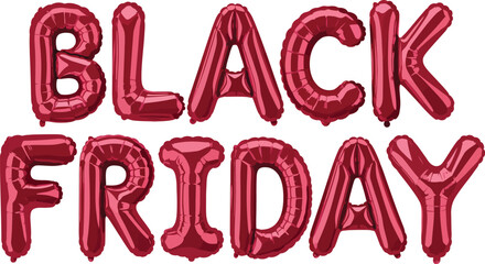 Black friday sale balloons red isolated on white background shopping promotion event