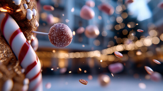 A delightful scene capturing the joy of a vibrant candyland, filled with whimsical treats and festive elements, creating a candy-filled dreamscape of sweetness and celebration.