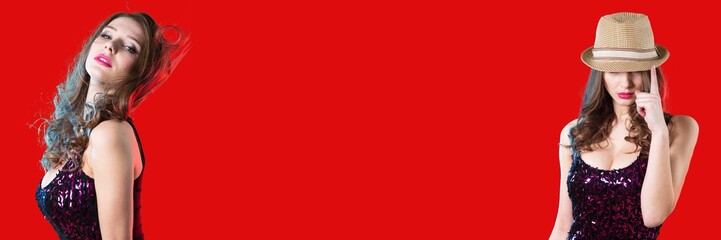 Young beautiful sexy girl dancing in a beautiful dress