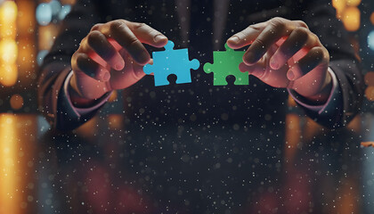 Hands Holding Puzzle Pieces Symbolizing Teamwork and Collaboration