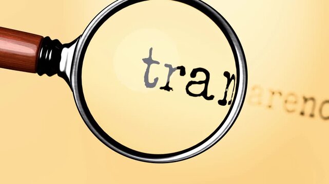 Transparency under close examination. Focusing on Transparency, analyzing it, taking a closer look. Concentrating on Transparency, reviewing it, searching for answers