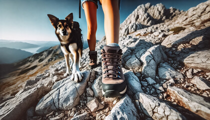 Hiking a Rocky Mountain Trail with a Dog