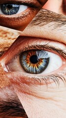Close-up collage of human eyes with varied skin tones and textures. Human Rights Day