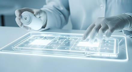 Futuristic Scientific Experiment with Digital Interface and Medical Tools