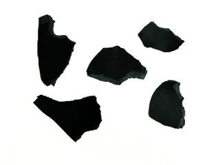 Set of Black Torn Paper Edge Texture on White Background