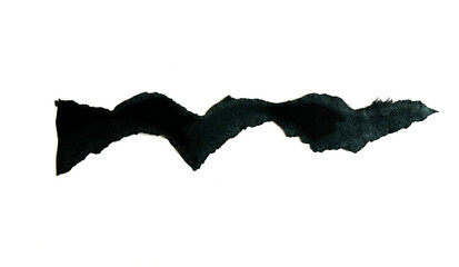 Black Torn Paper Edge Texture on White Background