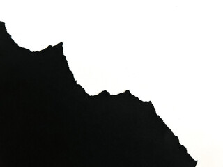 Black Torn Paper Edge Texture on White Background