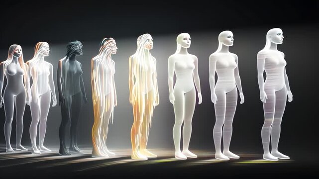 Modern Abstract Figures with Transparency and Light for Futuristic Digital Art Design Representation