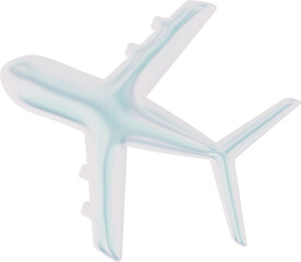 Obraz premium 3D Metallic Airplane Icon, Chrome Travel Symbol