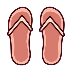 A pair of classic red flip-flops with a simple thong strap. Essential rubber summer footwear for walking on hot sand, visiting the swimming pool, or relaxing at a hotel spa.
