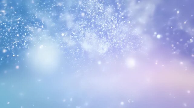 Snowflakes gently falling from soft, white sky in 4K UHD, capturing tranquility and peacefulness concept perfect for calming backgrounds or meditation overlays.