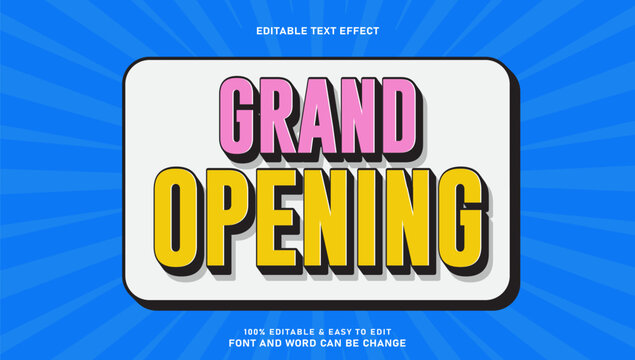 Retro Pop-Up Grand Opening Text Effect Vector