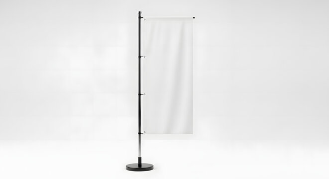 Blank white feather flag mockup template on a stand studio shot