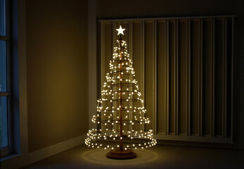 Illuminated String Light Christmas Tree with Star Topper