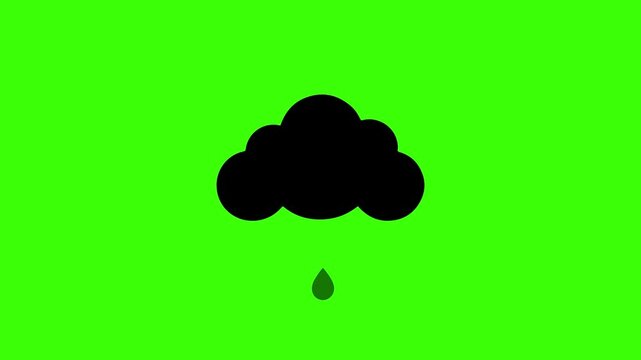 Cloud with raining silhouette animation on green screen 4K motion graphic