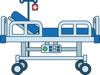 Hospital bed vector illustration for patient care, medical facilities, emergency rooms and healthcare design