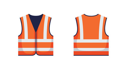 A brightly colored orange safety vest, also known as a high-visibility vest, shown from both front and back views, featuring reflective stripes.