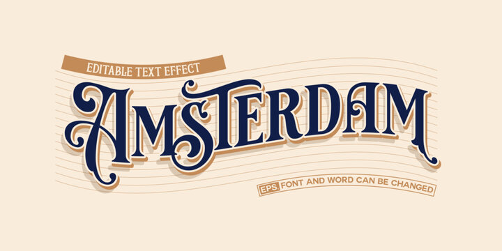 Amsterdam Editable Text Effect, Vintage Script Font Style
