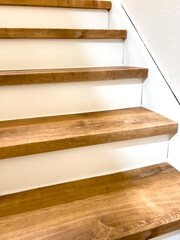 Indoor wood staircase in residential home