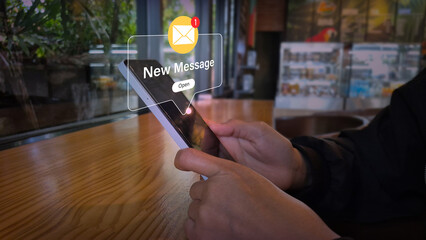 Indoor Smartphone Notification with New Message Overlay