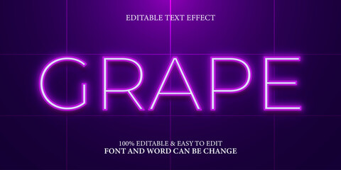 Editable Purple Neon Text Effect with Futuristic Grid Background © Muh