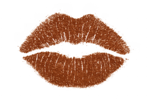 Bronze glitter lipstick kiss print transparent background