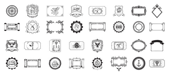 Vintage Ornate Frame Vector Collection. Classic Borders, Royal Shields, and Decorative Label Shapes Set