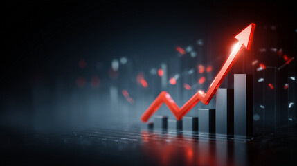 Dynamic upward growth chart showing rising market performance and strong financial momentum, symbolizing success, progress and positive economic trends