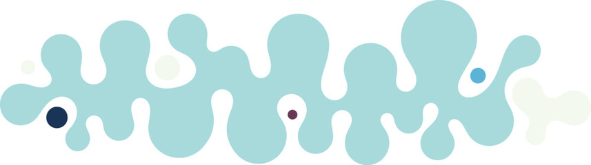 Abstract vector illustration of a light blue liquid-like organic shape with subtle colored dots. Suitable for modern design backgrounds and graphic elements.