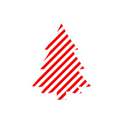 Red Striped Christmas Tree Illustration Isolated on a White Background
