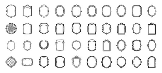 Vintage Ornate Frame Vector Collection. Classic Borders, Royal Shields, and Decorative Label Shapes Set