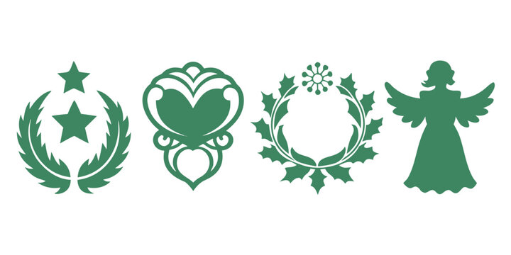 Holiday christmas wreath angel star laurel ornament decoration festive season joy