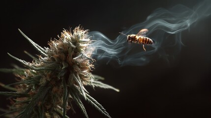 Bee and Cannabis Bud