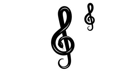 snake in the treble clef pose, black isolated silhouette