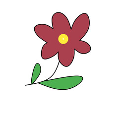 Simple cartoon flower with red petals and yellow center