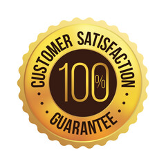 Customer Satisfaction Guarantee Seal with 100% Bold Text
