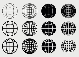 Global Network Representation: An assortment of globe illustrations are presented, symbolizing connectivity, information, and the interconnectedness of our world.