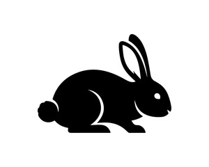 Obraz premium Silhouette of a rabbit with fluffy tail and long ears in black and white
