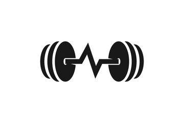 Dumbbell Heartbeat Logo  Fitness Health Graphic Icon