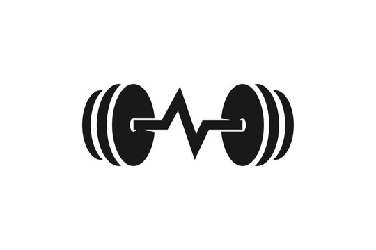 Dumbbell Heartbeat Logo Fitness Health Graphic Icon