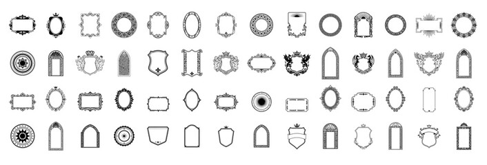 Luxury Vector Frames with Arch and Crown Details for Monograms and Logos